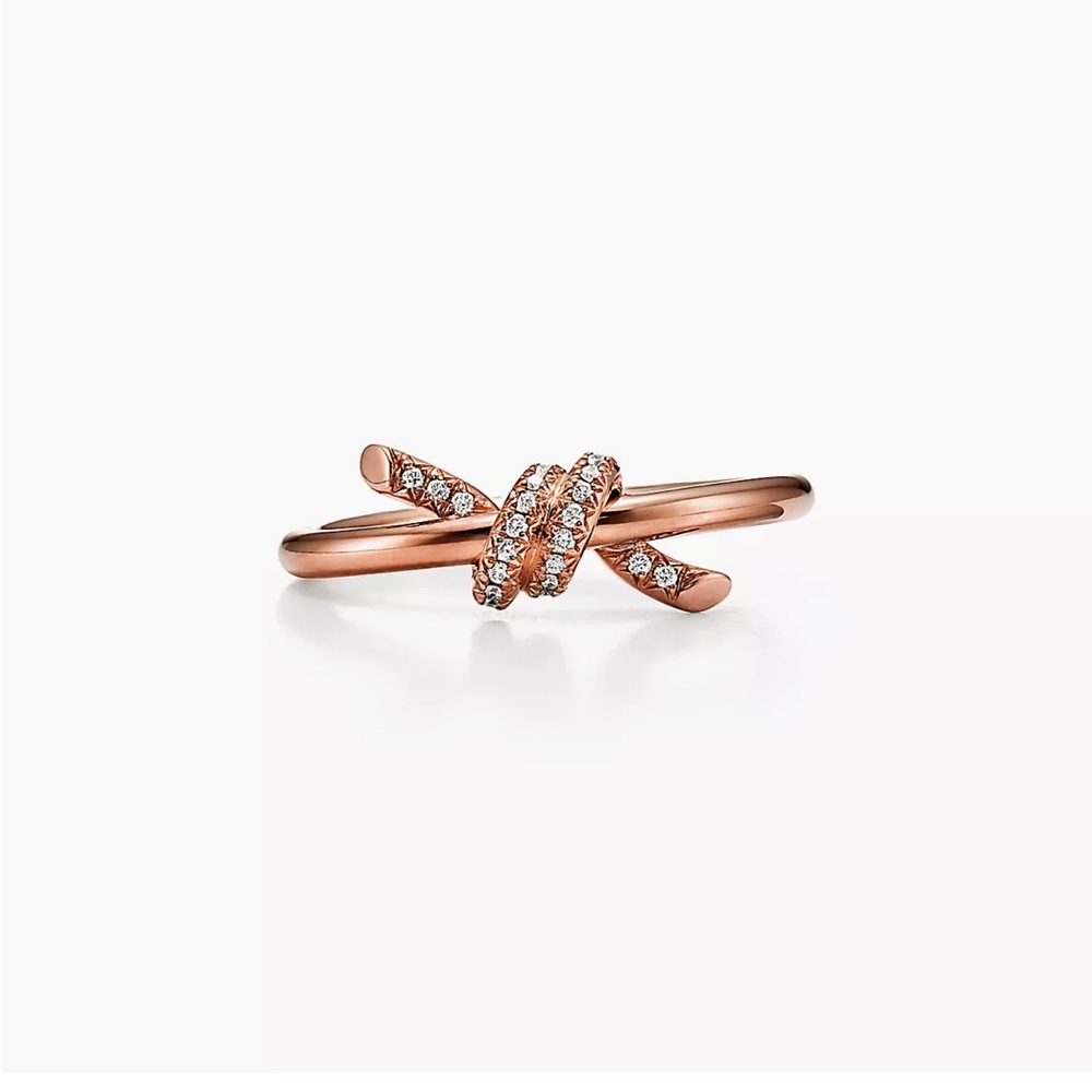 Tiffany Knot Ring in Rose Gold with Diamonds Size 5.5